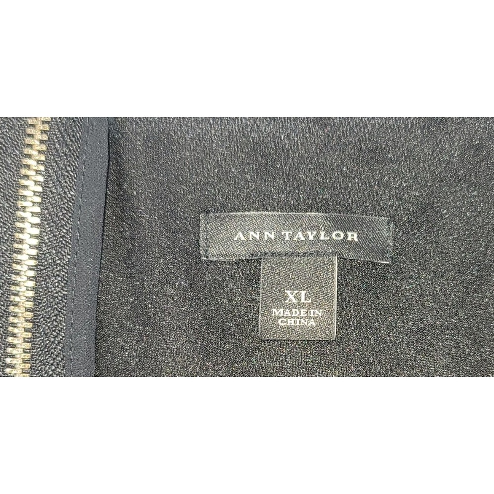 Ann Taylor Blouse Women Lined Black Swiss Dot Mesh 3/4 Sleeve Zipper Back XL - Picture 6 of 11
